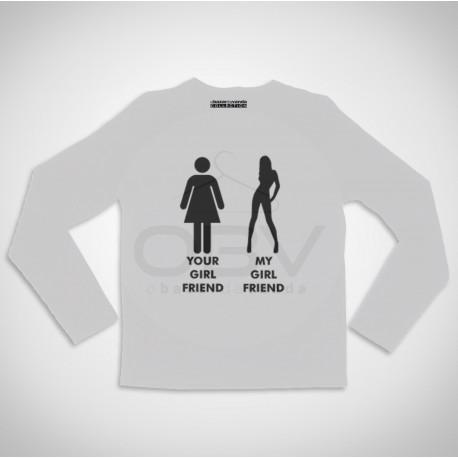 T-shirt Manga Comprida "Your Girlfriend vs My Girlfriend"